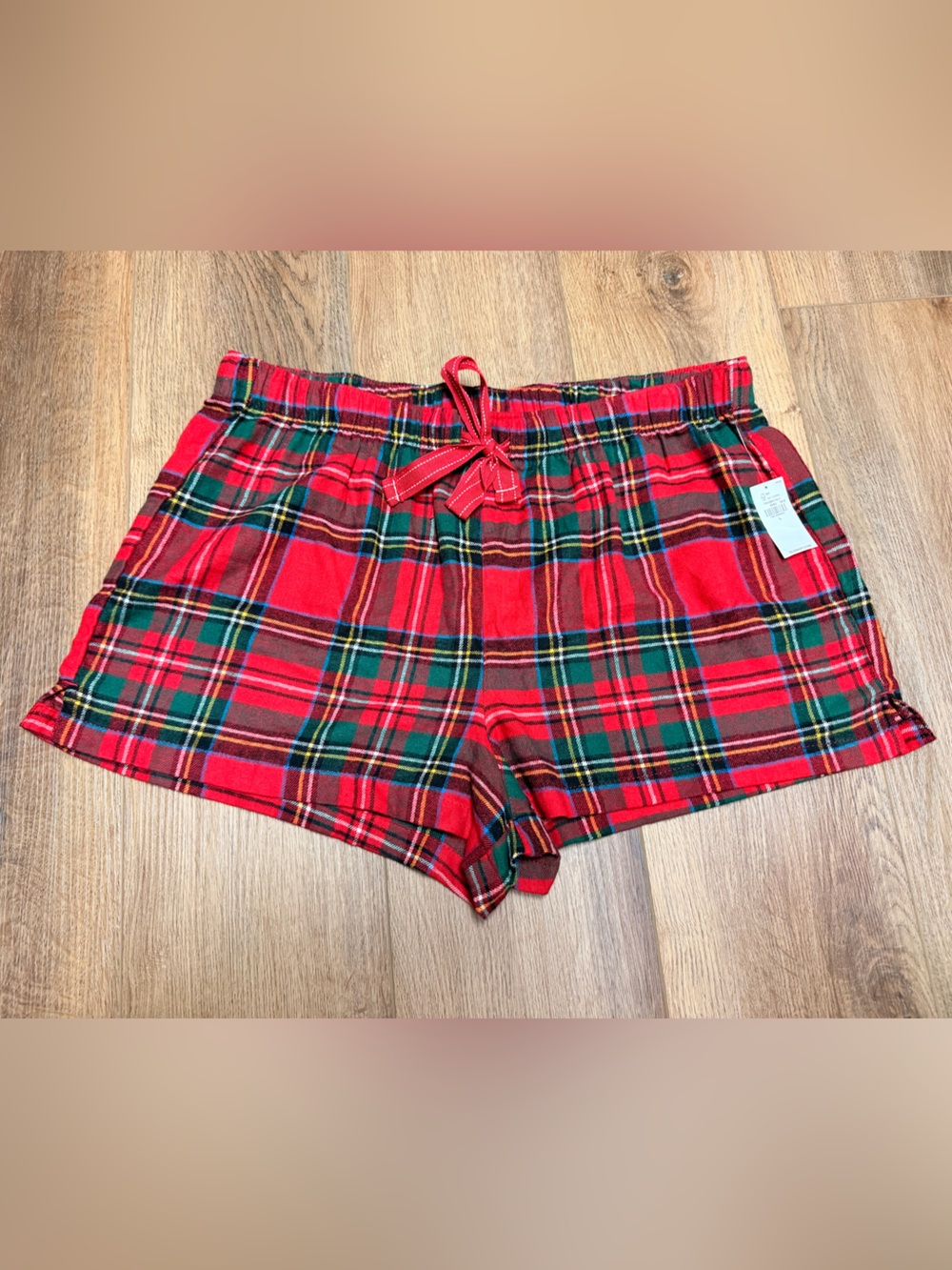 Old Navy Christmas Plaid Pajama Shorts Womens Large 100% Cotton Flannel Holiday